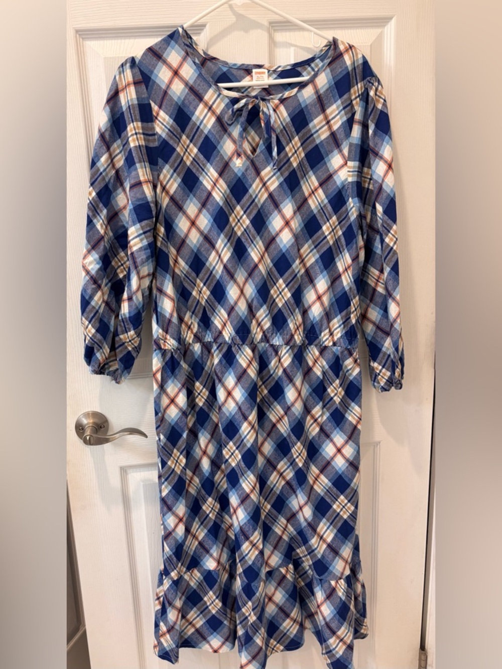 Gymboree Blue Plaid Tie-Neck‎ Midi Dress